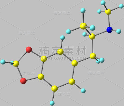 摇头丸分子结构孤立在灰色