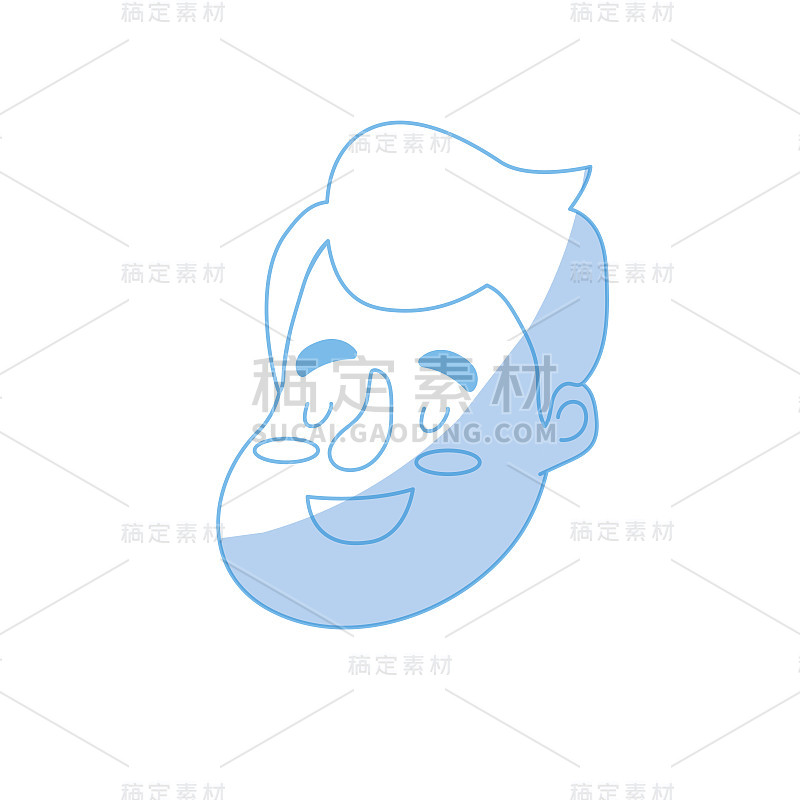 剪影头像快乐的男人的脸与发型设计