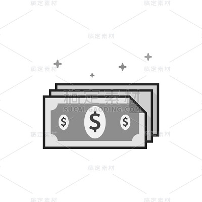 平面灰度图标-钱