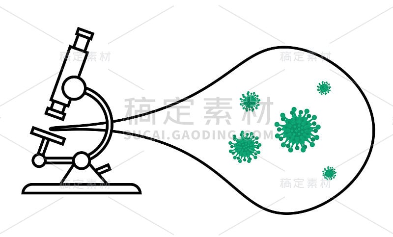 显微镜检测到一种病毒。新Coronovirus邮票