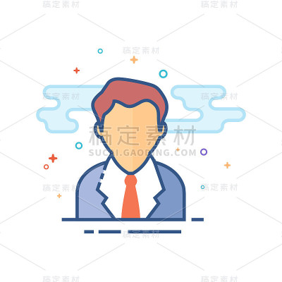 平面颜色图标-商人
