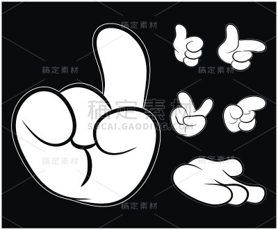 卡通人物手势集图像。向量