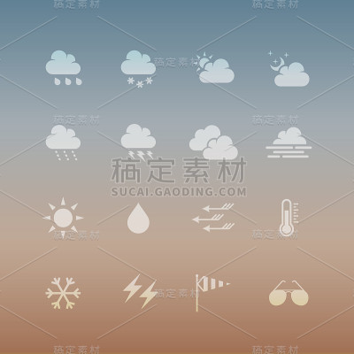 矢量平面图标设置-天气