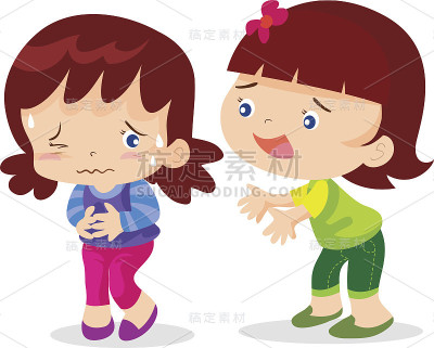 可爱女孩胃痛