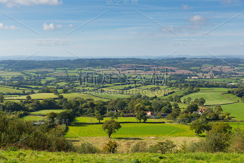 Blackdown Hills东德文郡乡村景色从东山