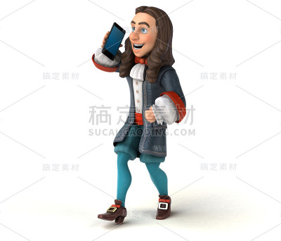 3D插图的卡通人在历史巴洛克服装