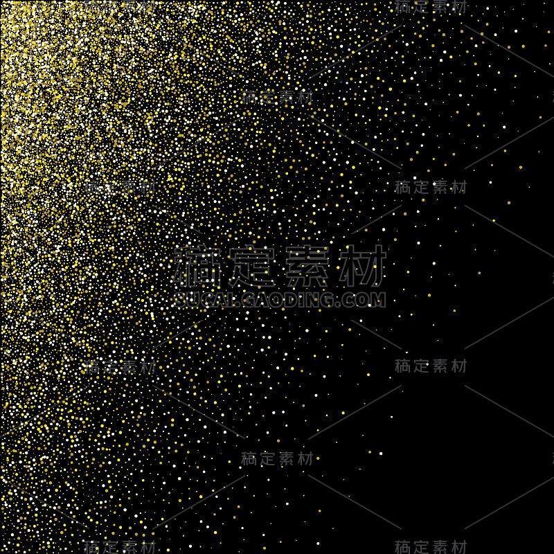 黑色背景上的金色闪光纹理。金色的五彩纸屑。金色颗粒抽象纹理上的黑色背景。设计元素