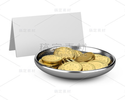 装有金币的碗和写消息的纸。