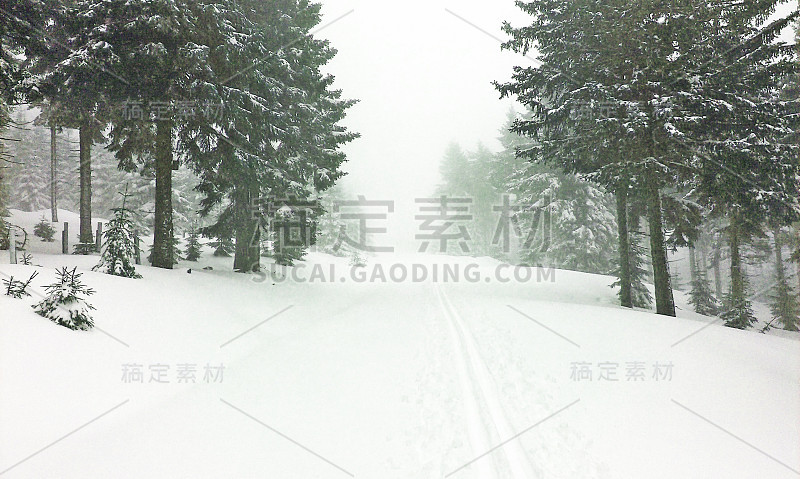 山间的越野滑雪道