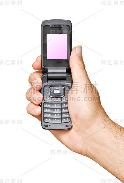 近距离的手机在手中