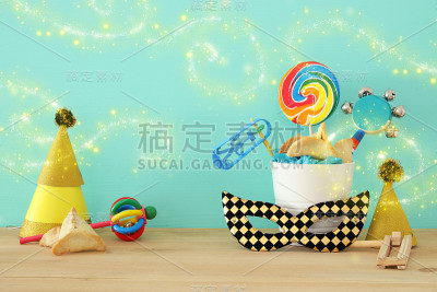 普林节庆祝概念(犹太狂欢节节日)。