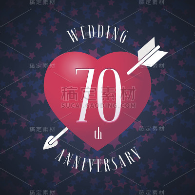 结婚70周年纪念向量图标