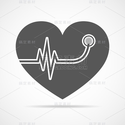 心脏有听诊器和心跳信号。矢量图