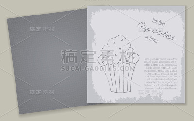 一套可爱的手绘纸杯蛋糕插图模板