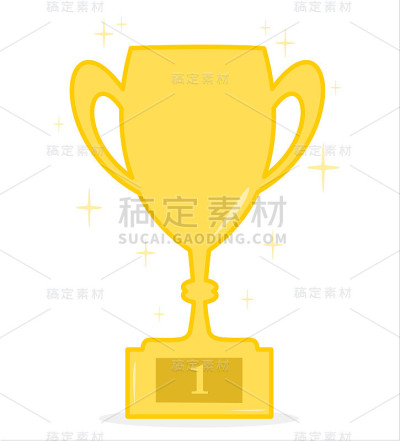 卡通奖杯孤立在白色背景矢量插图