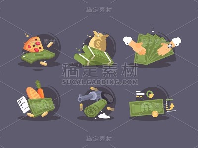 钞票买卖图标集