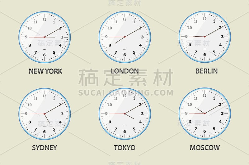 时钟平面图标矢量插图