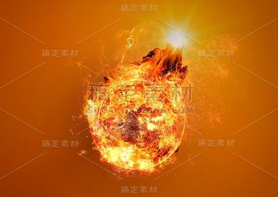抽象火焰星球猛烈燃烧
