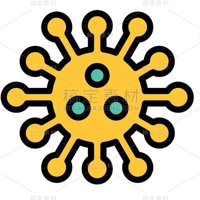 病毒或细菌矢量插图，填充样式图标