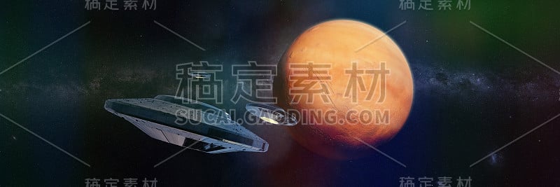 红色星球火星轨道上的不明飞行物