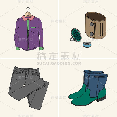 衣服和配件。设置6