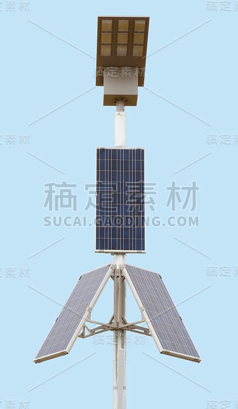 太阳能板与led灯在白色