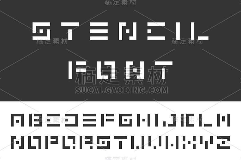 简单的模板字体。向量的英文字母。数字字母。