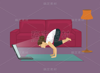 女孩在家做瑜伽练习
