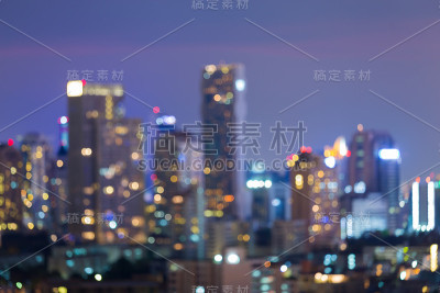 抽象模糊散景灯光，夜景，城市商业区