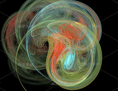一个数字分形在黑色上的图像
