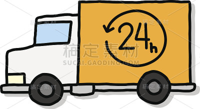 交付货车24小时矢量插图