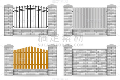 砖栅栏矢量图