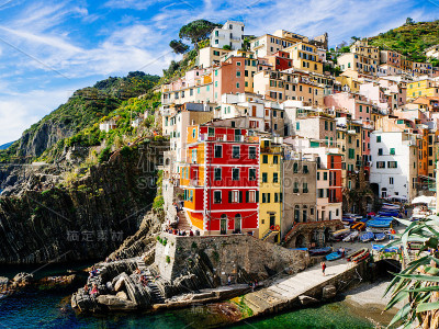 美丽的马纳罗拉镇，Cinque Terre，利古里亚，意大利
