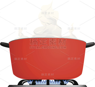 炉子上热气腾腾的锅