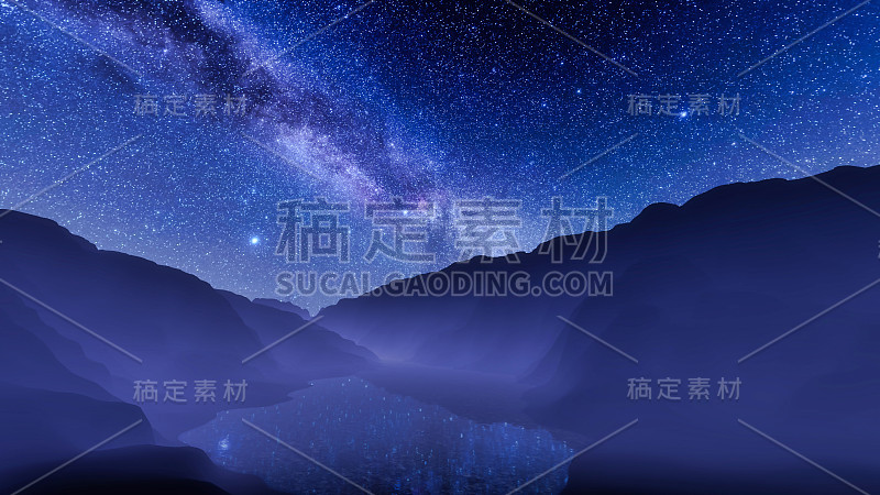 夜空与银河的山湖之上