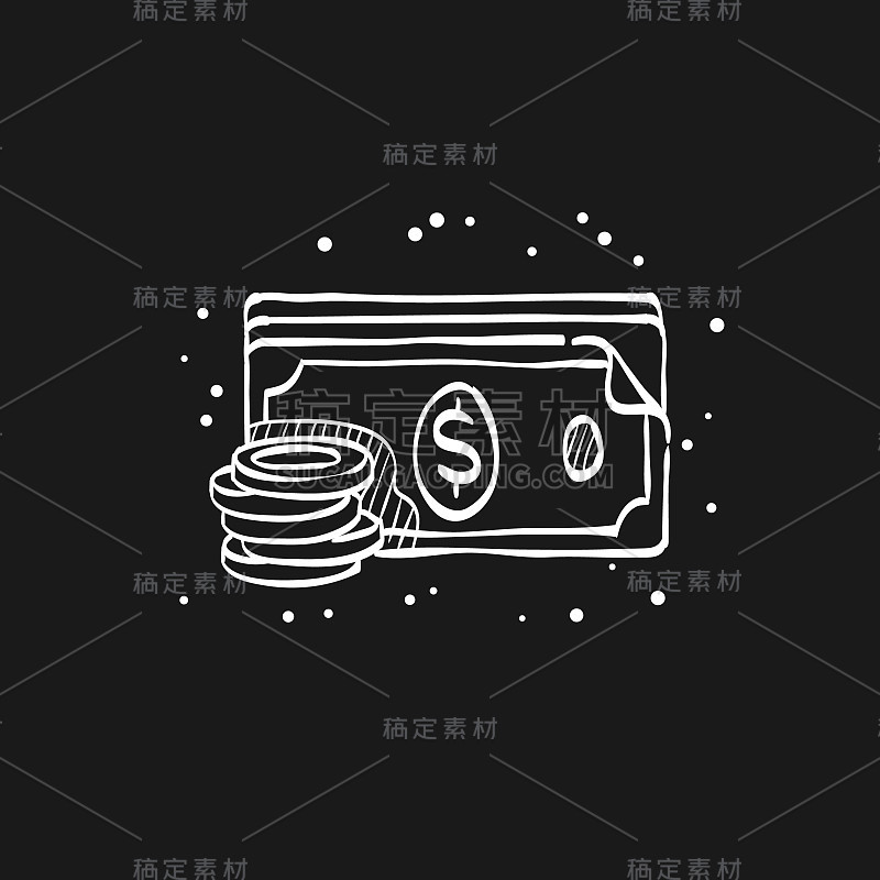 素描图标在黑钱