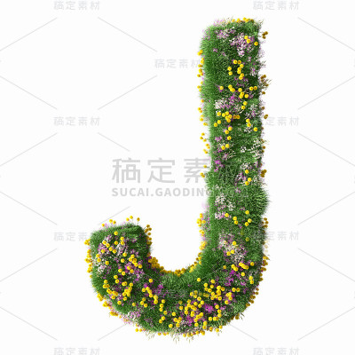 字母J上的花草地