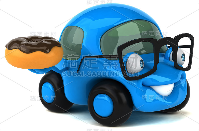 有趣的汽车- 3D插图