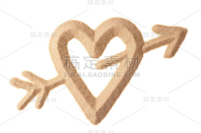 沙子上雕刻的爱情符号
