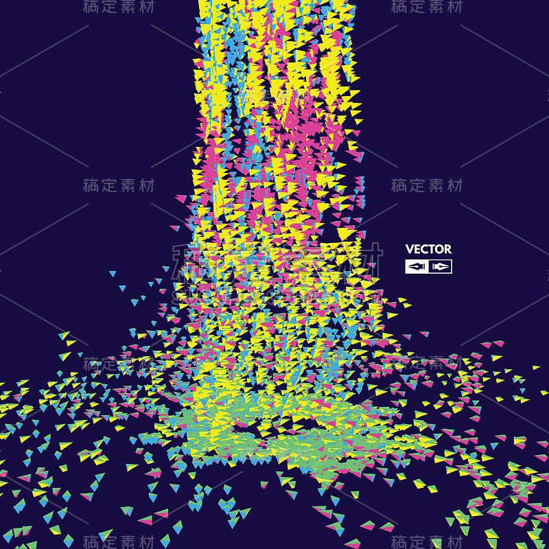 带有动态发射粒子的数组。未来的设计。抽象的背景。3 d矢量插图。