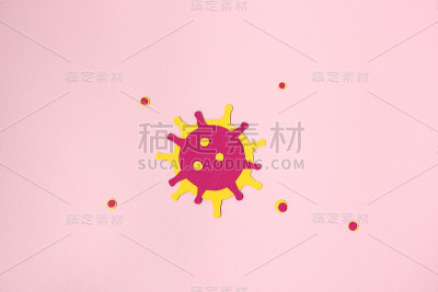 从纸上剪出五颜六色的冠状病毒