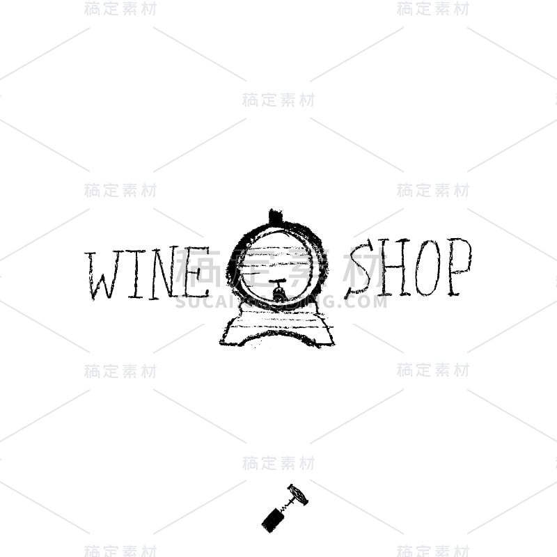 酒厂标志模板。向量蜡笔插图。酒店的图标。