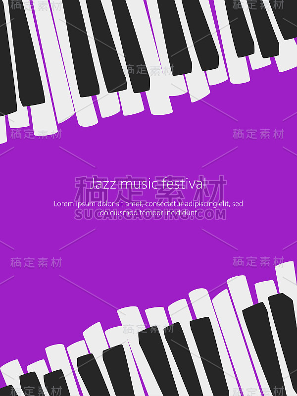 Music festival poster template with piano keys.