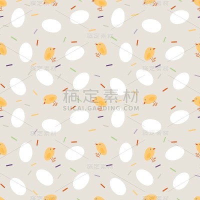 复活节无缝jpeg图案与鸡和蛋。