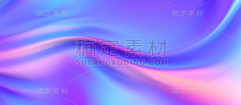 彩虹色波纹布织物抽象背景，紫外线全息箔纹理，液体汽油表面，波纹，金属反射。创意项目:封面，时尚，网页