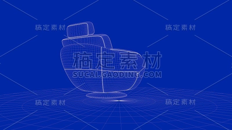 一个轮廓椅子对象的3d渲染