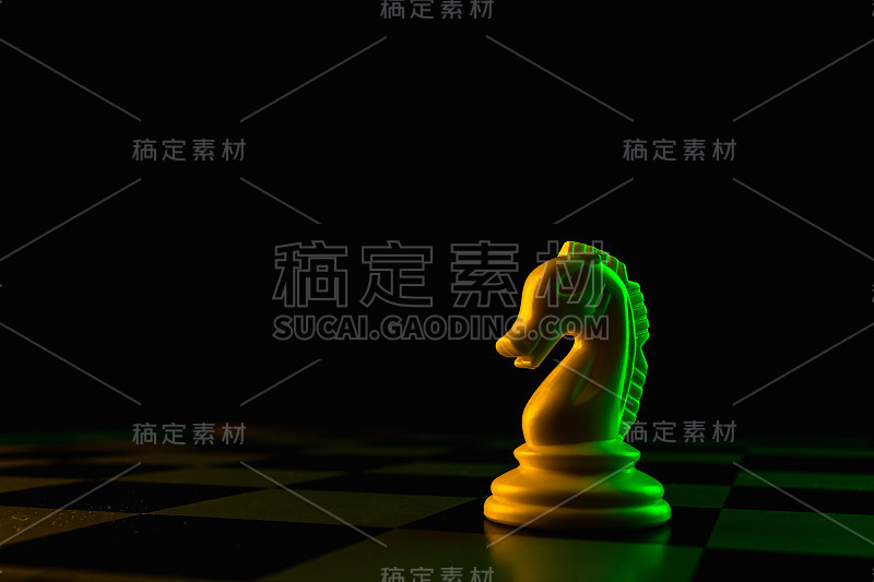 棋盘上的棋子，骑士移动，游戏。对抗、事业、竞争、创业的理念。