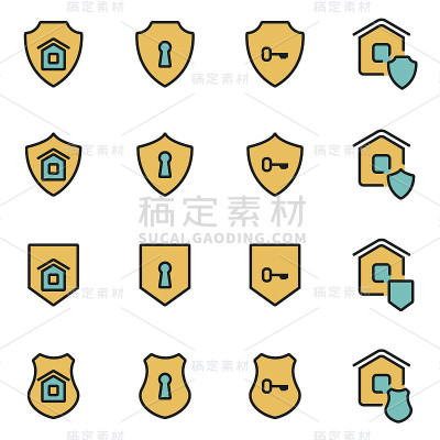 时尚的平面线图标包的设计师和开发人员。向量