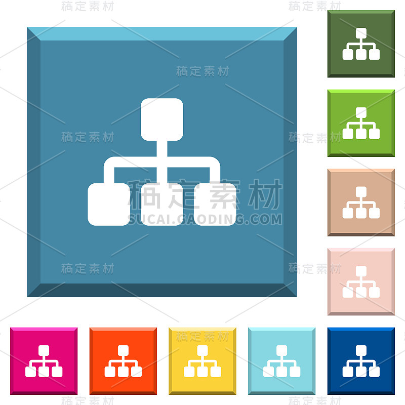 网络上有边框的方形按钮上的白色图标