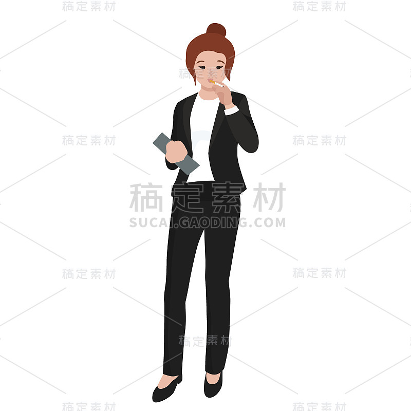 搞笑卡通上班族吸烟卡通人物，矢量插画